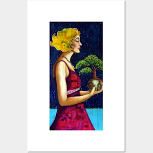 The Gift : portrait of a woman holding a tree Posters and Art